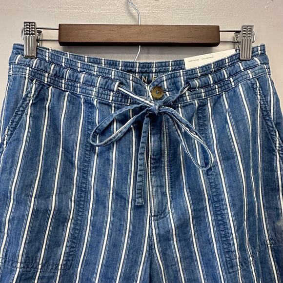 American Eagle High Rise Wide Leg Cropped Pants Size 6 Tie Waist Striped Denim - Picture 8 of 10